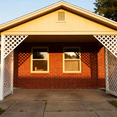 Elegant White Lattice Carport for Ranch Homes