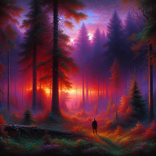 Enchanting Forest Clearing at Dusk - Nature-Inspired Artwork