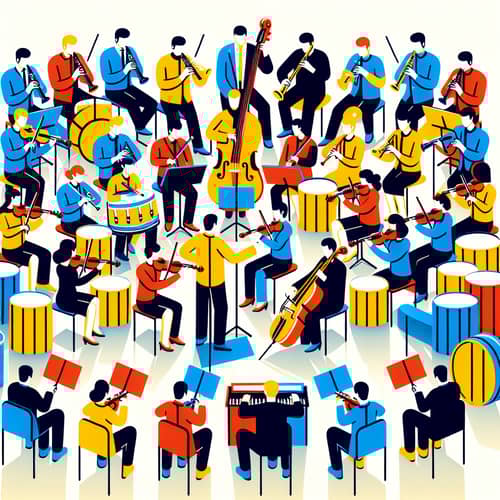 Colorful Symphony Orchestra with Diverse Musicians | Concert Harmony