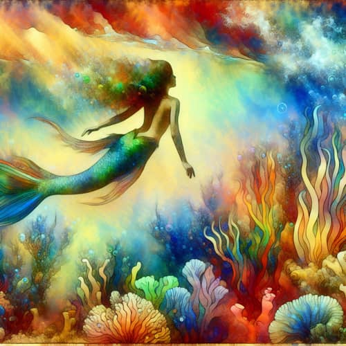Surreal Underwater Spectacle: Enchanting Mermaid Fantasy
