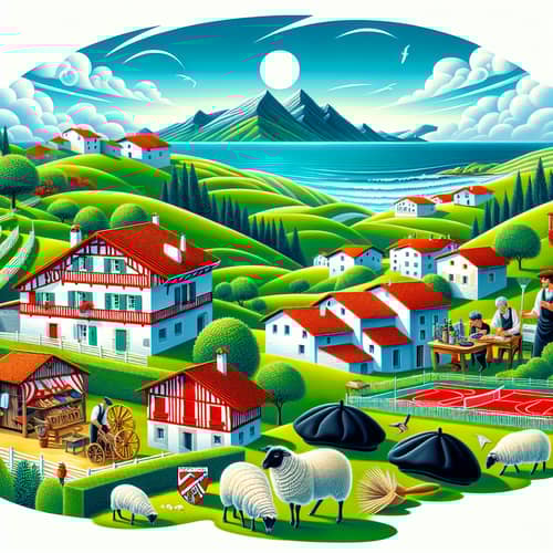 Basque Country Landscape: Rolling Hills & Traditional Farmhouses