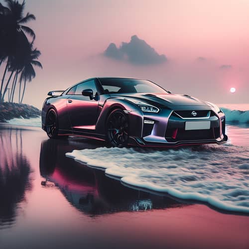 Nissan GTR 34 Seaside Scene | Tranquil Evening Setting