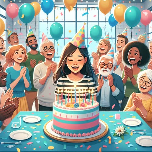 Joyous Birthday Celebration with Diverse Group of People