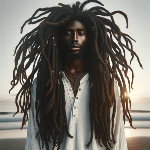 Inspiring Black Individual with Stunning Dreadlocks and Resilient Aura