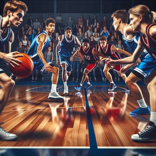 Exciting College Basketball Game | Intense Matchup on Wooden Court