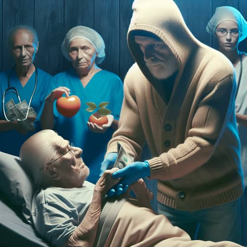 Charitable Figure Helping Impoverished, Sick, and Elderly
