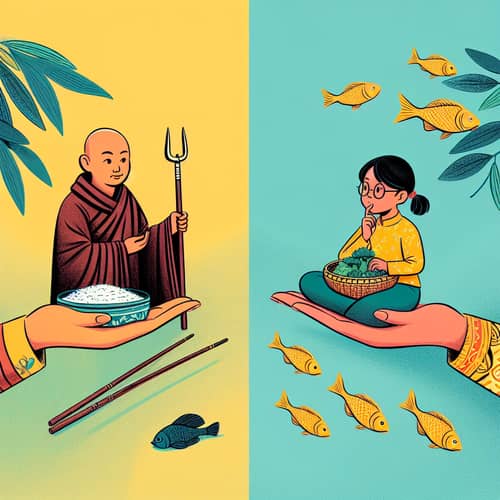 Vietnamese Girl Decision: Food for Monk or Saving Fish