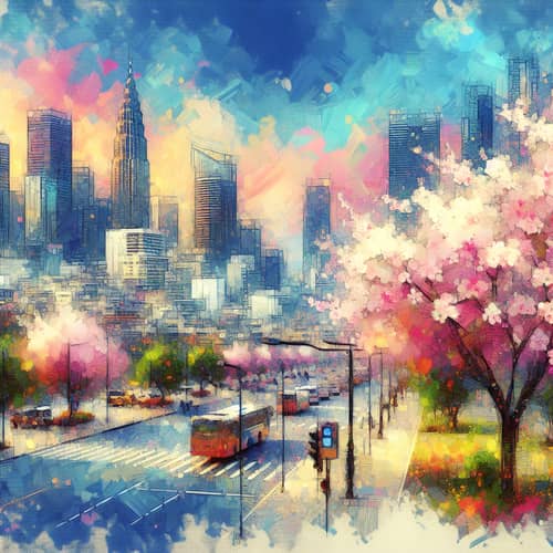 Vibrant Summer Cityscape: A Digital Masterpiece