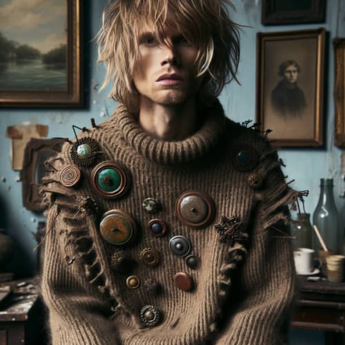 Grunge Frontman in Oversized Sweater | Bohemian Art House Style