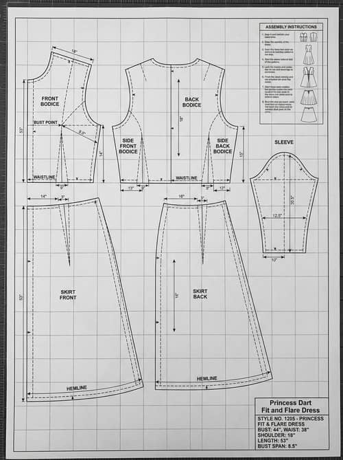 Professional Fit and Flare Dress Pattern - 44" Bust