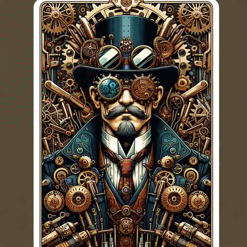 Steampunk Tarot Card Inventor | Colorful Tech Fantasy Art