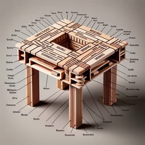 Wooden Table Parts | Labelled in English