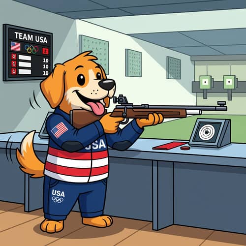 Cartoon Dog Competing for Team USA in Olympics