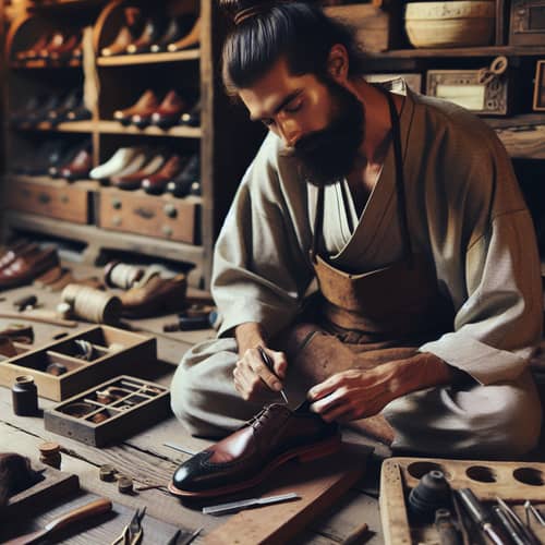 East Asian Cobbler Crafting Leather Shoes | Artisan Shoemaking
