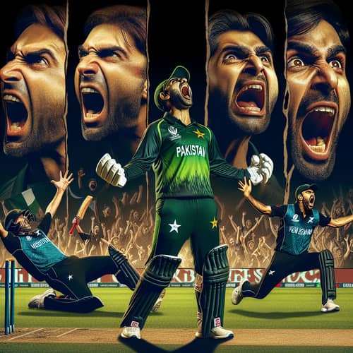 Dramatic Cricket Scene: Pakistan vs New Zealand T20 Match
