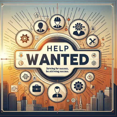 Professional 'Help Wanted' Job Post Image with Professions Icons