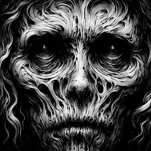 Horror-Inspired Face Illustration with Nightmare-Inducing Vibe
