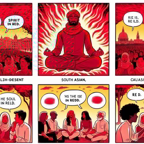 Spirit in Red Comic Strip: Diverse Encounters in Vibrant Red