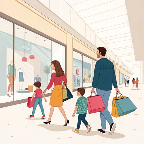Family Shopping at the Mall: Easy Drawing Guide Family Shopping at the Mall: Easy Drawing Guide