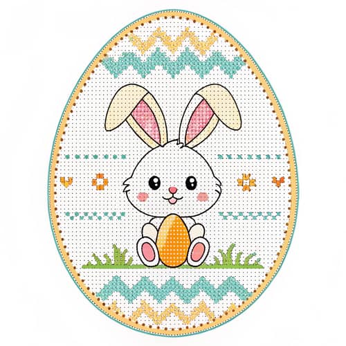 Happy Bunny Cross Stitch Coaster Pattern