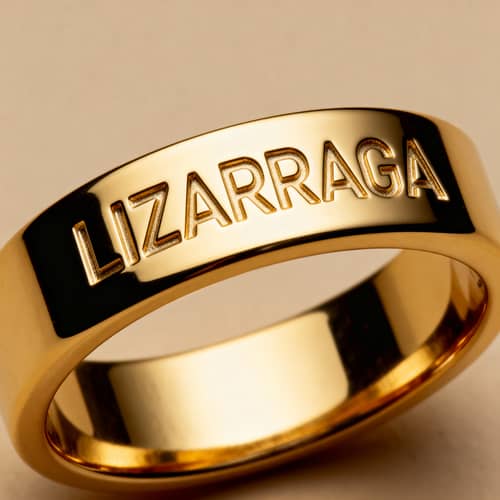 Luxurious Yellow Gold Signet Ring with LIZARRAGA Luxurious Yellow Gold Signet Ring with LIZARRAGA