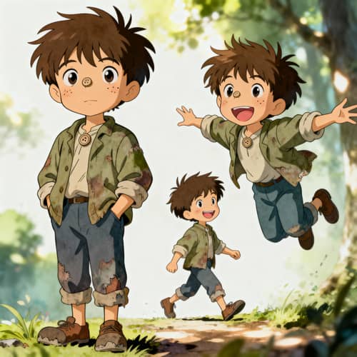 Whimsical Boy Character Art in Japanese Animation Style Whimsical Boy Character Art in Japanese Animation Style