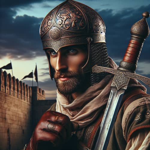 Middle-Eastern Medieval Warrior with Detailed Helmet