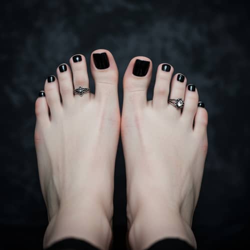 Gothic Girl with Beautiful Feet in Black Polish
