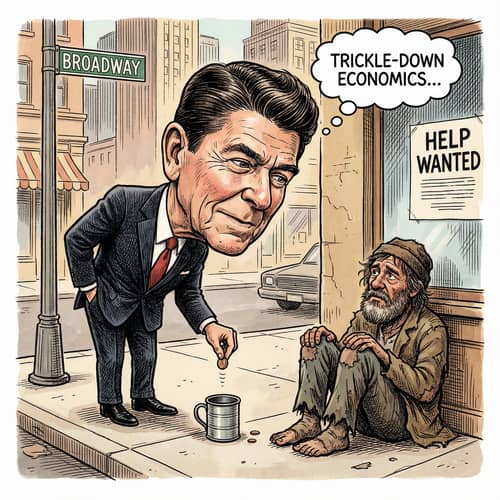 Political Cartoon of Ronald Reagan Giving to Homeless Political Cartoon of Ronald Reagan Giving to Homeless