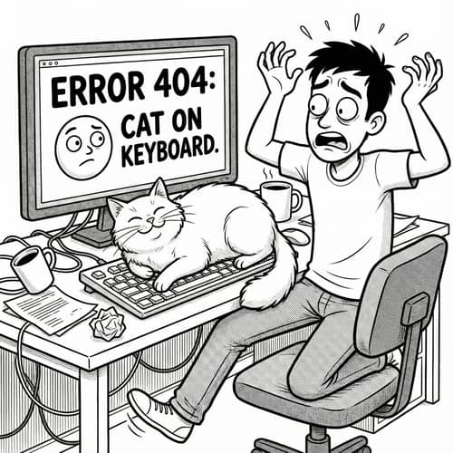 Frustrated Human vs. Content Cat on Keyboard Frustrated Human vs. Content Cat on Keyboard