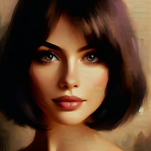 Caucasian Woman Portrait with Dark Bob Hair - Classic Artistry