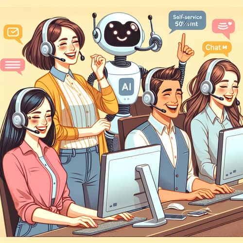 Diverse Customer Support Team Assisted by Efficient AI Robot