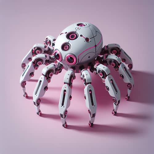 White Robotic Spider with Pink Details