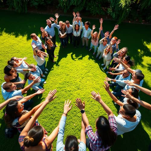 Celebrating Success: Office Employees Unite Outdoors