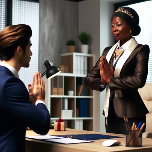 Holiday Greetings: Diverse Corporate Interaction in New Year Celebration