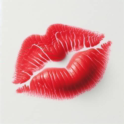 Vibrant Red Lipstick Kiss Mark on White Paper
