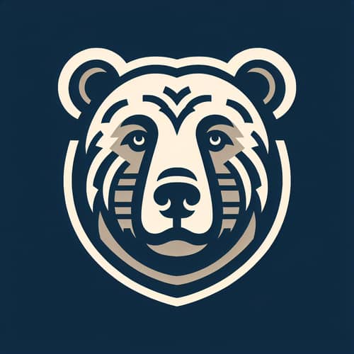 Flat Bear Face Logo Design for T-shirt Printing
