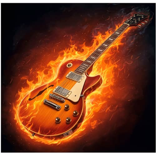 Surreal Electric Guitar Art: Flames & Energy