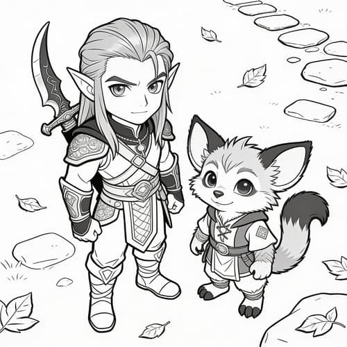 Drizzit Coloring Page - Black & White Art