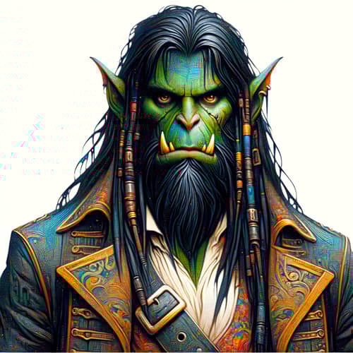 Whimsical Orc Pirate Art | Detailed 19th-20th Century Style