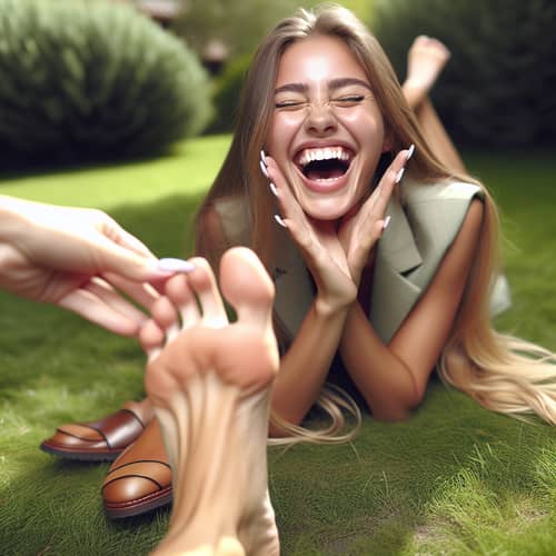 Playful Tickle: Candid Moment of Laughter | Exciting Detail