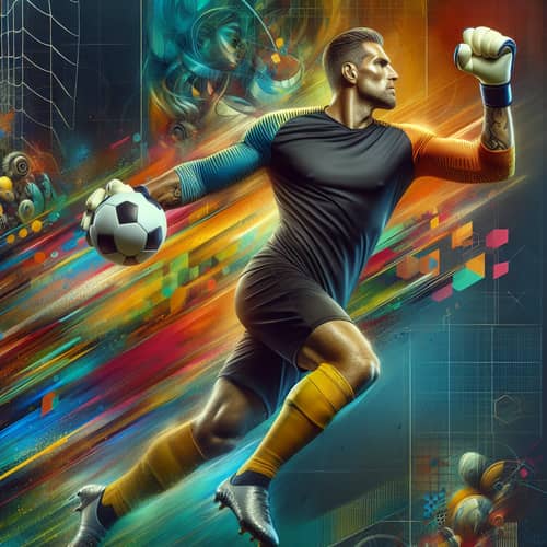 Passionate Football Goalkeeper in Action | Abstract Art Background