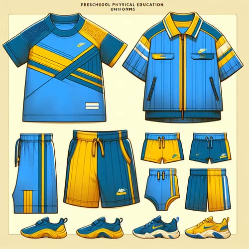 Sporty Blue and Yellow Preschool PE Uniforms for Boys and Girls