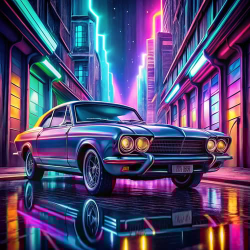 Stylish JDM Neon-Themed Classic Car Background