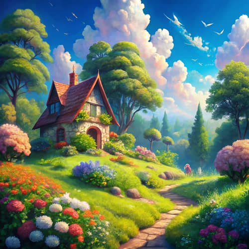Enchanting Ghibli-Inspired Scenic Landscape