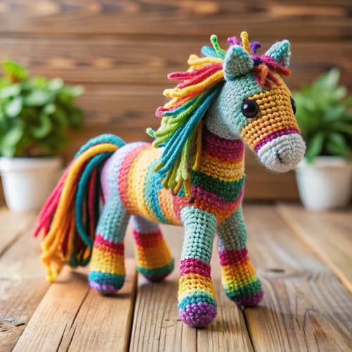 Handmade Crochet Horse - Colorful & Cute Art