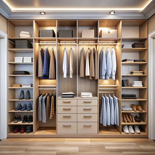 Modern Built-in Closet Design Without Doors