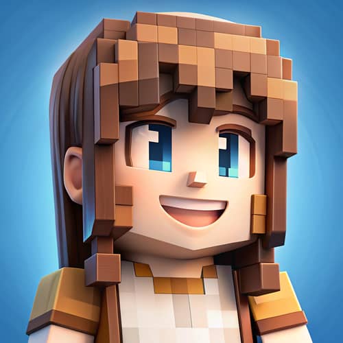 Pixelated Minecraft Girl Character Art