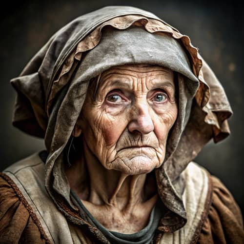 15th Century Wise Woman in Tattered Clothes