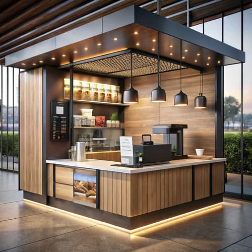 Sleek Minimalist Coffee Kiosk Design